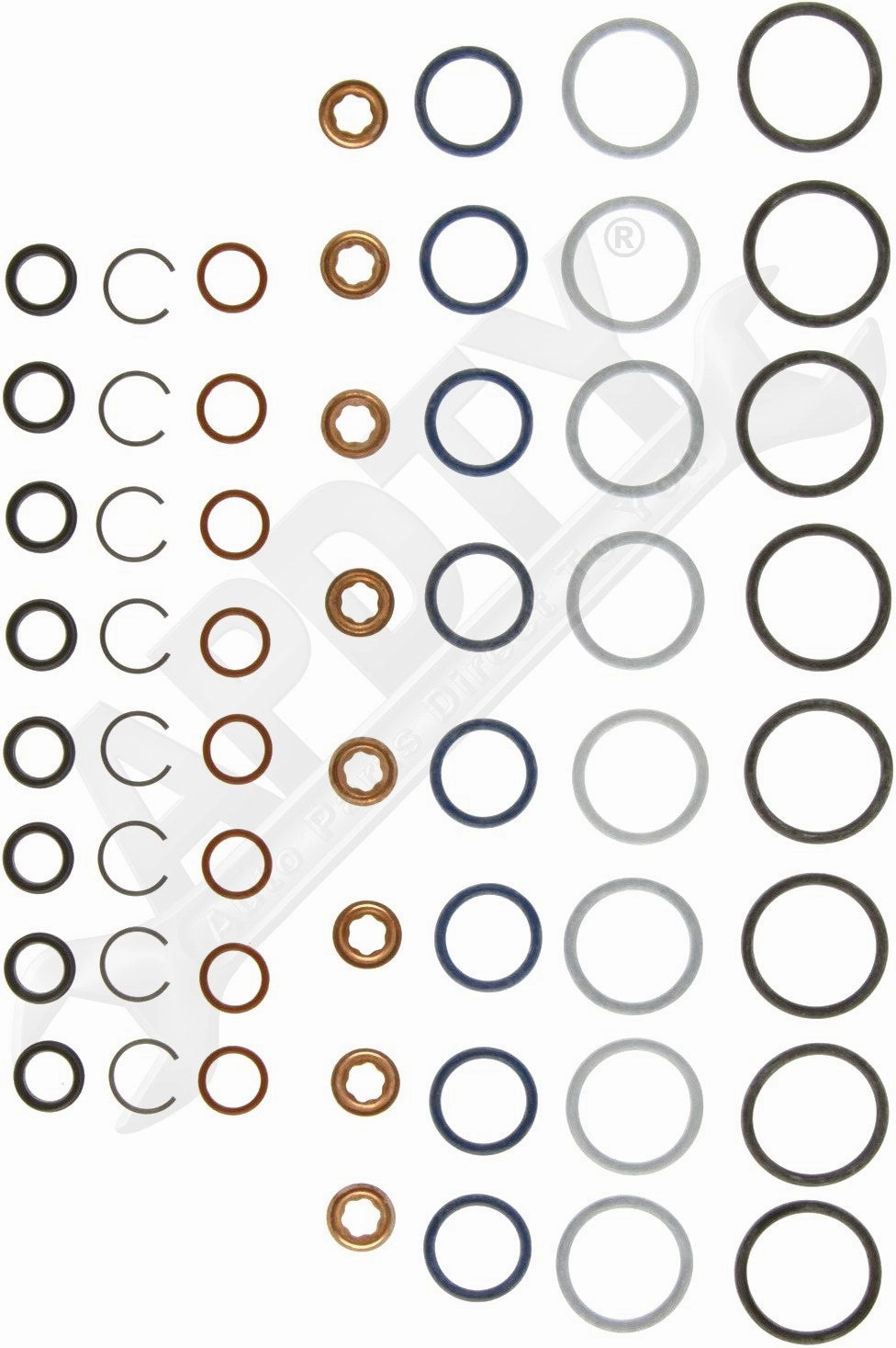 APDTY 172053 Fuel Injector Complete O-Ring Seal Rebuild Kit; 6.0L Power Stroke