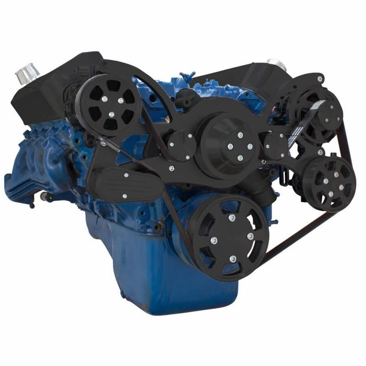 Big Block Ford BBF Serpentine Complete Kit - with Alternator, Power Steering pump, Water Pump and AC Compressor (Black)