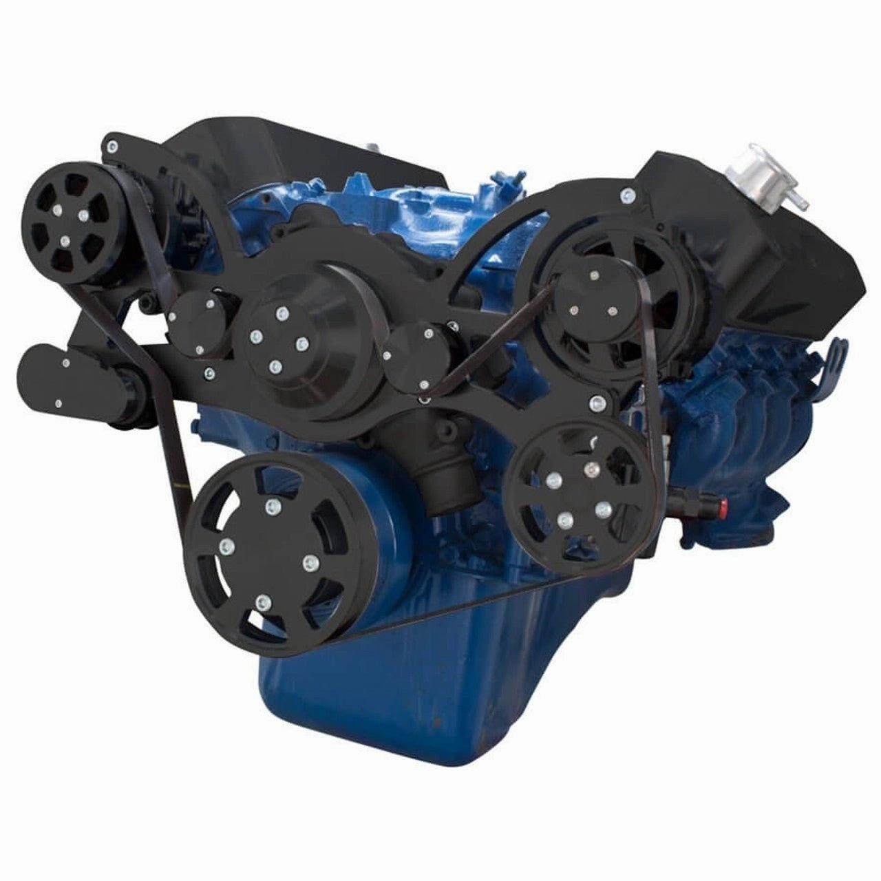 Big Block Ford BBF Serpentine Complete Kit - with Alternator, Power Steering pump, Water Pump and AC Compressor (Black)