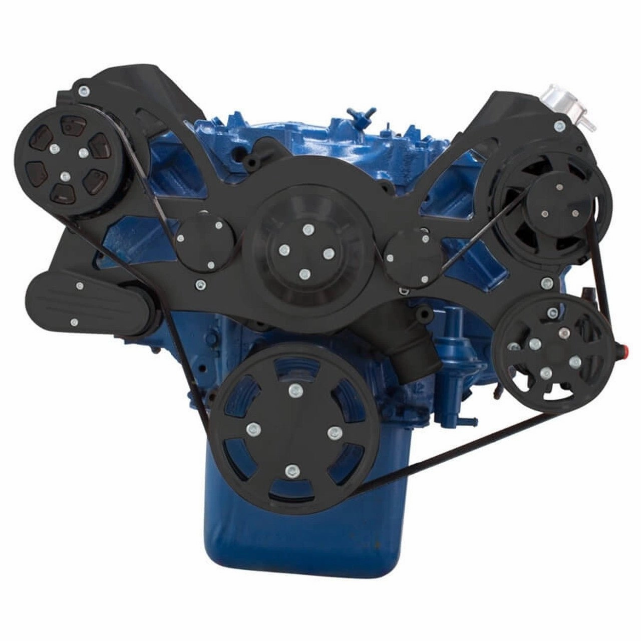 Big Block Ford BBF Serpentine Complete Kit - with Alternator, Power Steering pump, Water Pump and AC Compressor (Black)