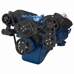 Big Block Ford BBF Serpentine Complete Kit - with Alternator, Power Steering pump, Water Pump and AC Compressor (Black)