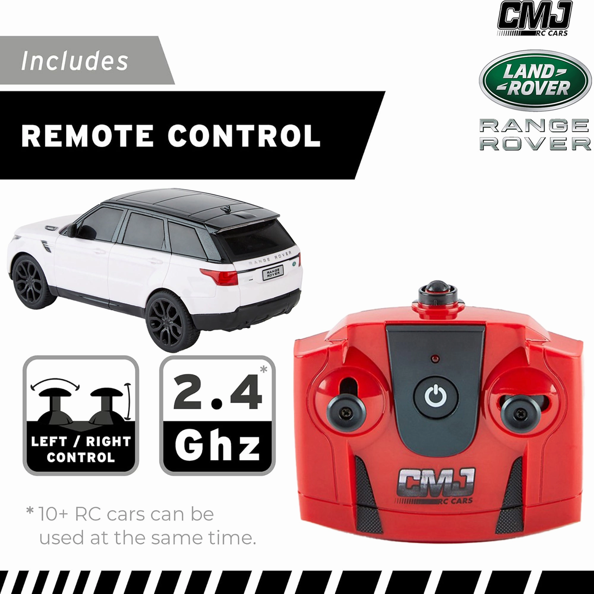 CMJ RC Cars Range Rover - White - 1:24 Scale, 2.4GHz Remote Control SUV with LED Headlights