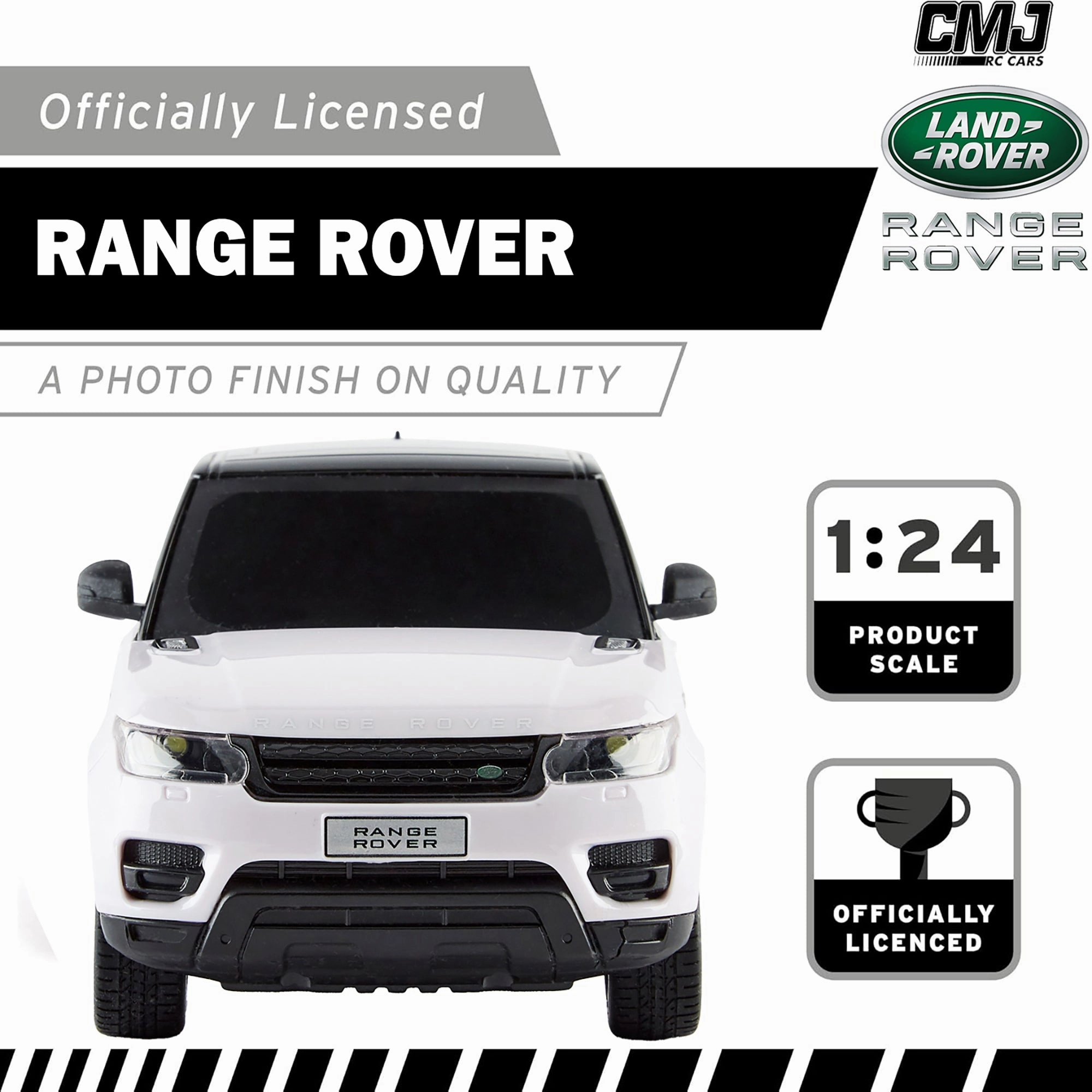 CMJ RC Cars Range Rover - White - 1:24 Scale, 2.4GHz Remote Control SUV with LED Headlights