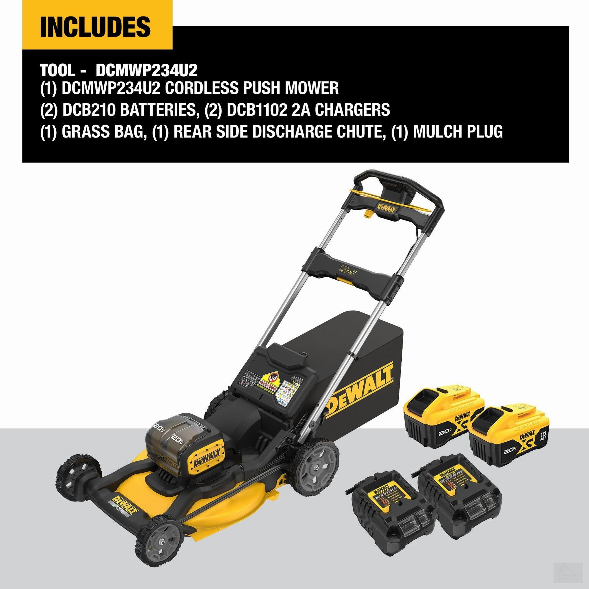 Dewalt 20V MAX* XR® Cordless Push Mower Kit (DCMWP234U2-CA)