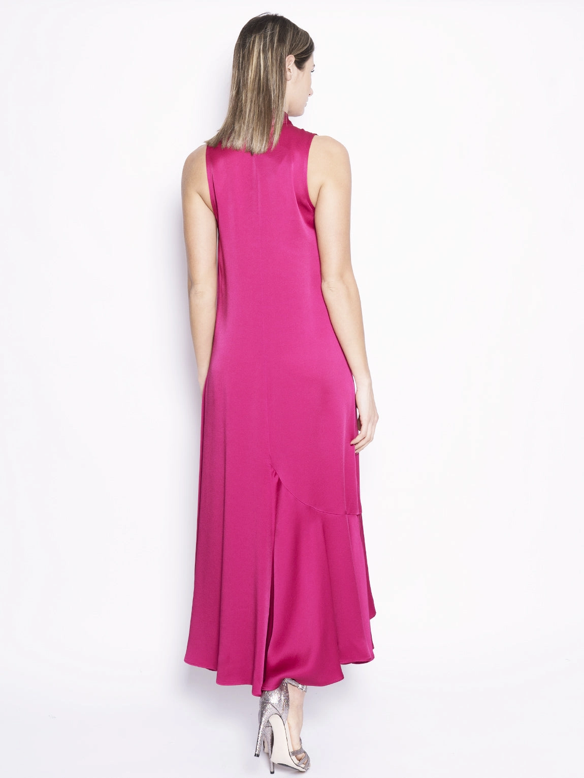 Dress in Cady Envers Satin Amaranth