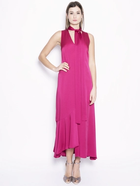 Dress in Cady Envers Satin Amaranth
