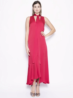 Dress in Cady Envers Satin Red