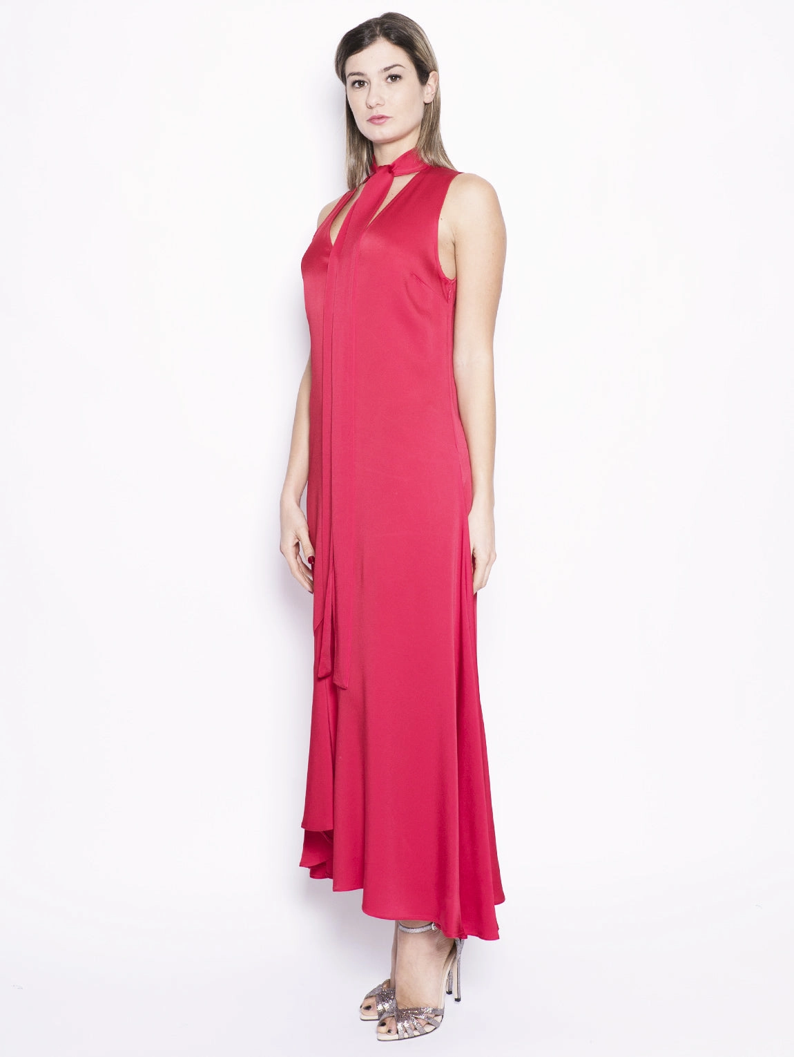 Dress in Cady Envers Satin Red