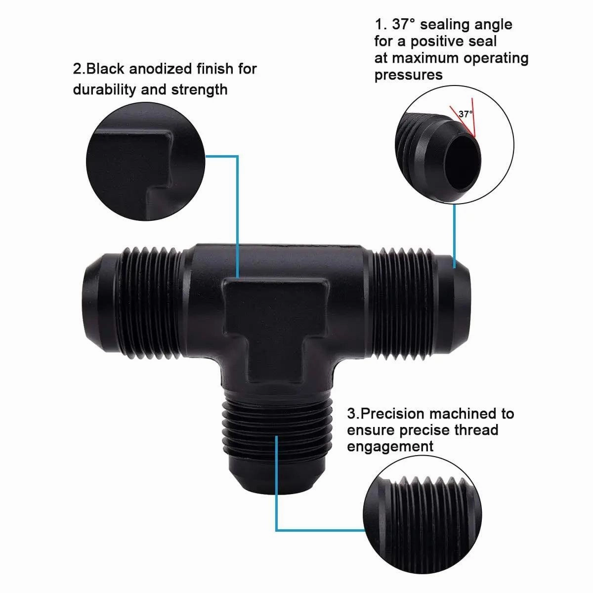 EVIL ENERGY 3/4/6/8/10/12AN Male Flare Tee Fitting Adapter T Union Fuel Hose Aluminum