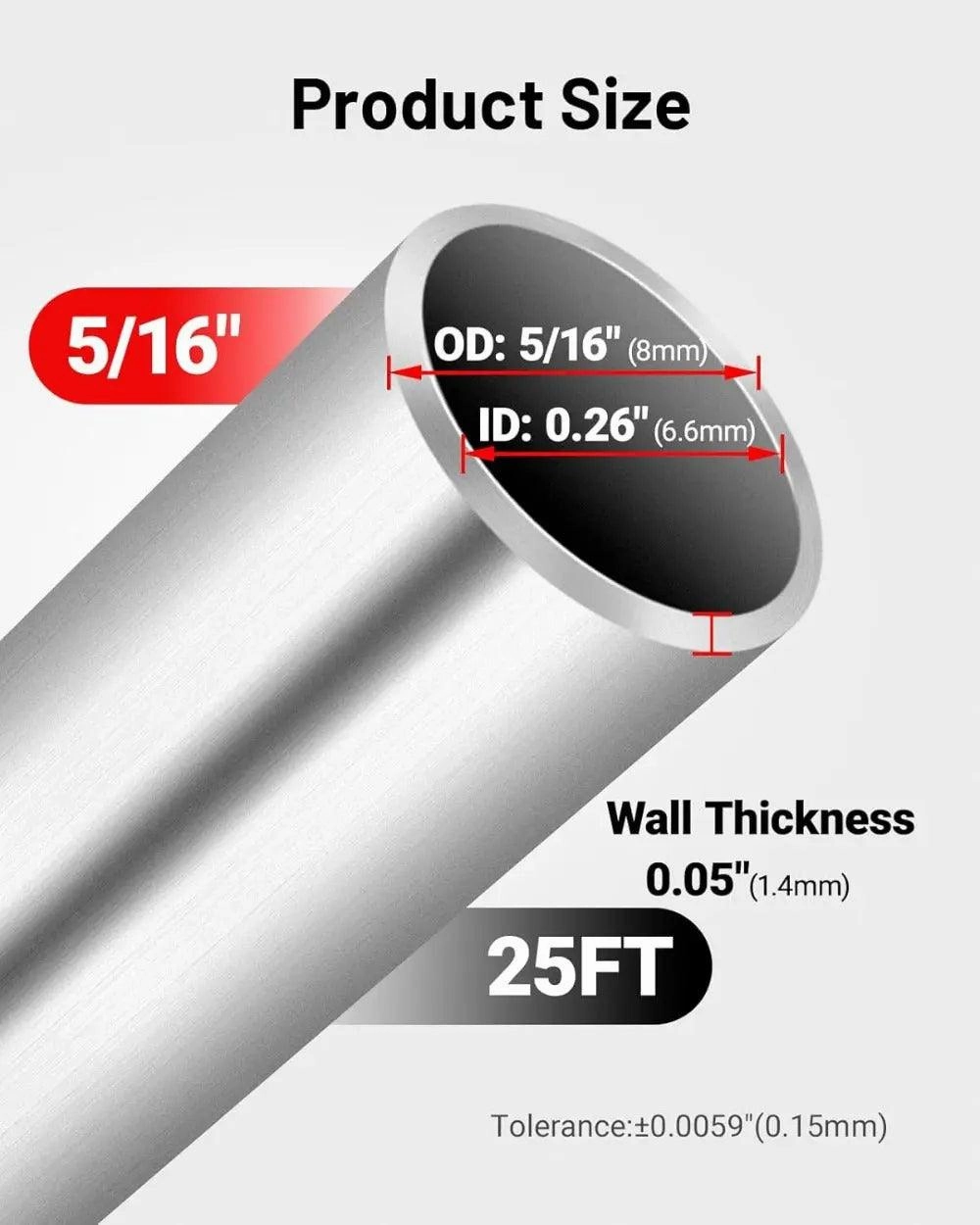 EVIL ENERGY  Aluminum Coiled Fuel Line Hard Tubing Kit 1060 Grade Aluminum Tube 25FT （3/8 5/16 inch）