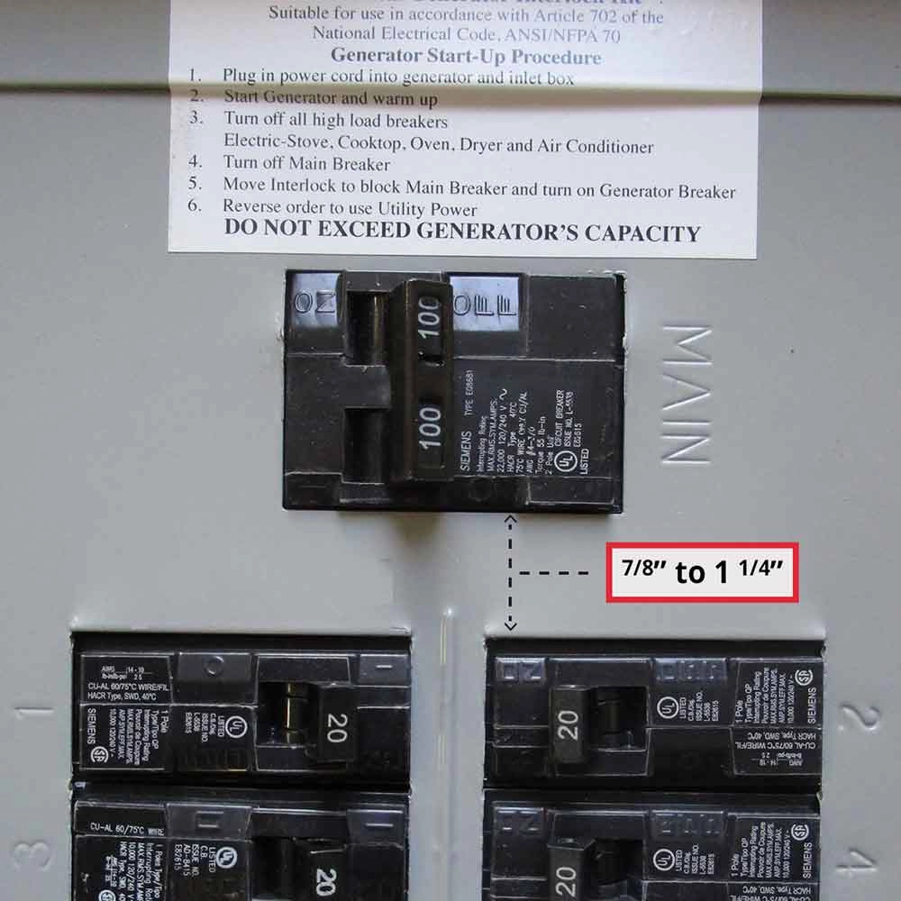 GenInterlock SIE-P1 Generator Interlock Kit Breaker Panel 100 Amp Panels Siemens and Murray
