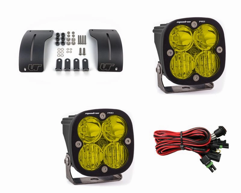 Gladiator JT 2018  A-Pillar Adjustable Light Bracket Kit w/Baja Designs Amber Lens Driving Squadron Pro Series LED VR-JEEP-915-497813