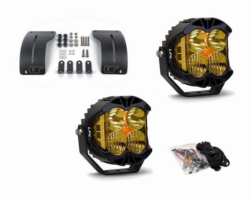 Jeep Wrangler JL | Gladiator JT 2018  A-Pillar Adjustable Light Bracket Kit w/Baja Designs Amber Lens LP4 Pro LED Driving/Combo PairVR-JEEP-915-297813