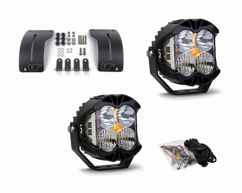 Jeep Wrangler JL | Gladiator JT 2018  A-Pillar Adjustable Light Bracket Kit w/Baja Designs Clear Lens LP4 Pro LED Driving/Combo Pair VR-JEEP-915-297803