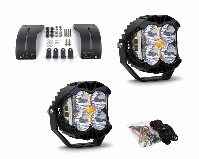 Jeep Wrangler JL | Gladiator JT 2018  A-Pillar Adjustable Light Bracket Kit w/Baja Designs Spot Clear Lens LP4 Pro LED Pair VR-JEEP-915-297801