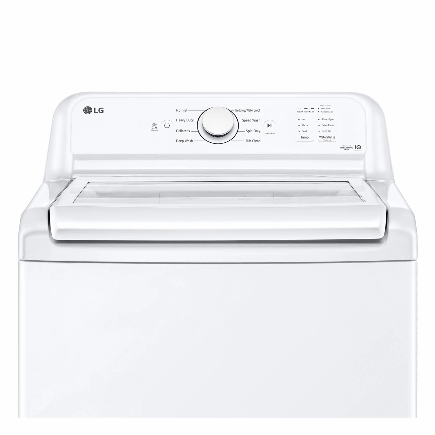 LG White Top Load Washer with Agitator and SlamProof® Glass Lid (4.8 Cu. Ft) & Dryer with Sensor Dry (7.3 Cu. Ft) - WT6105CW/DLE6100W