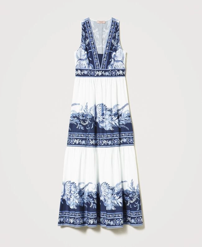 Long dress with Blue/White Porcelain Print