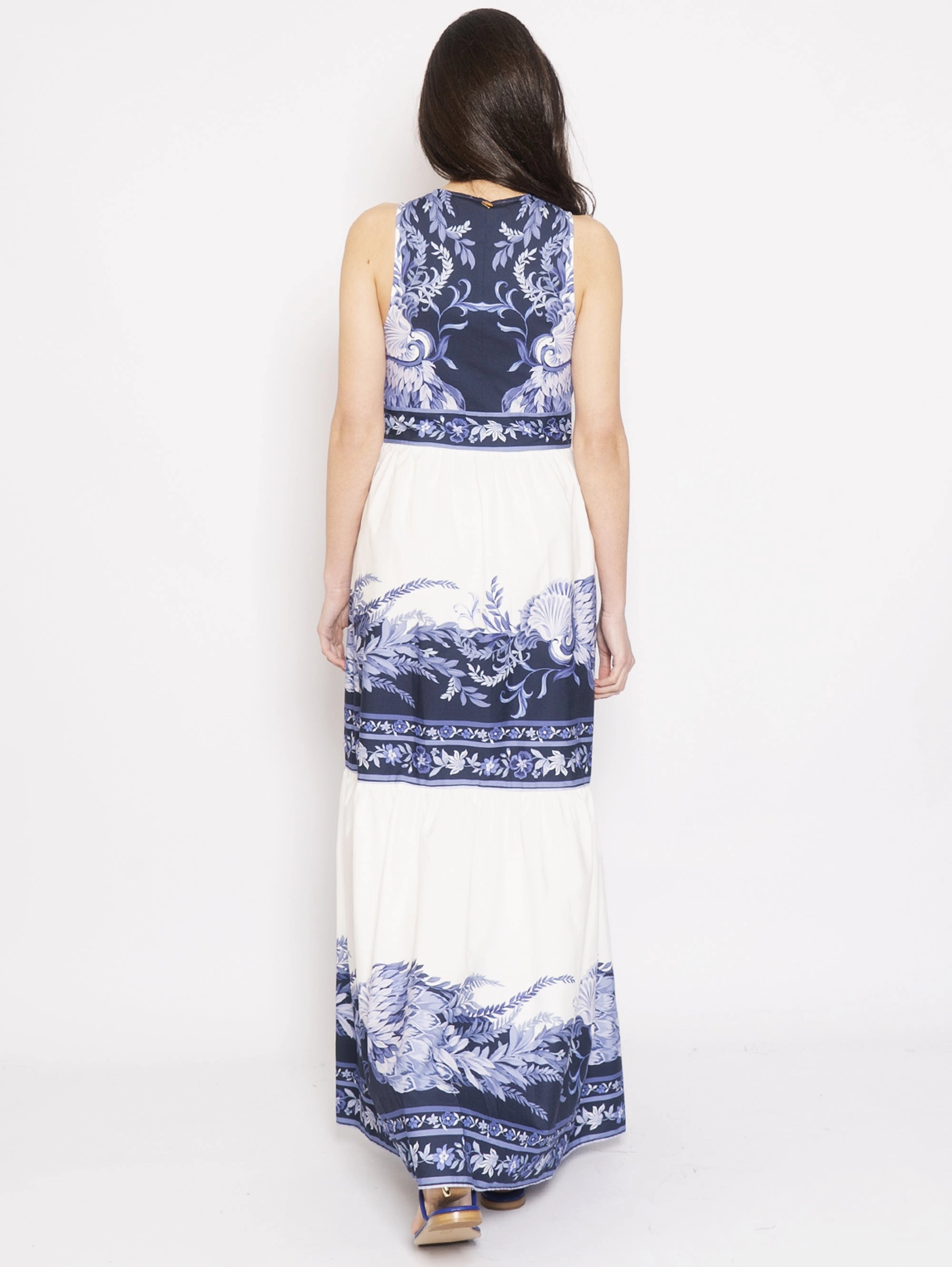 Long dress with Blue/White Porcelain Print