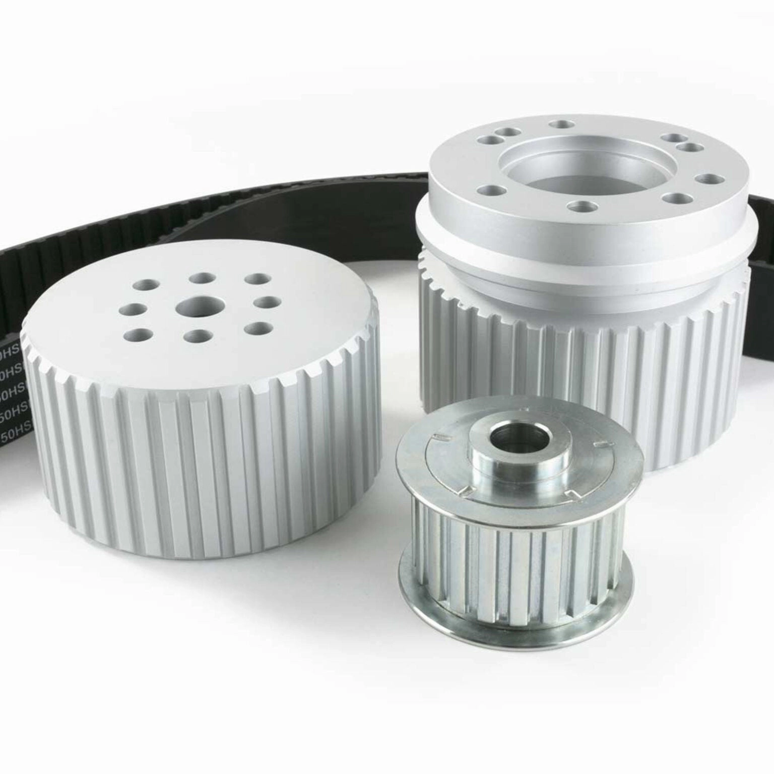 Long Water Pump Gilmer Style Pulley Kit Compatible with Chevy Small Block (SILVER)