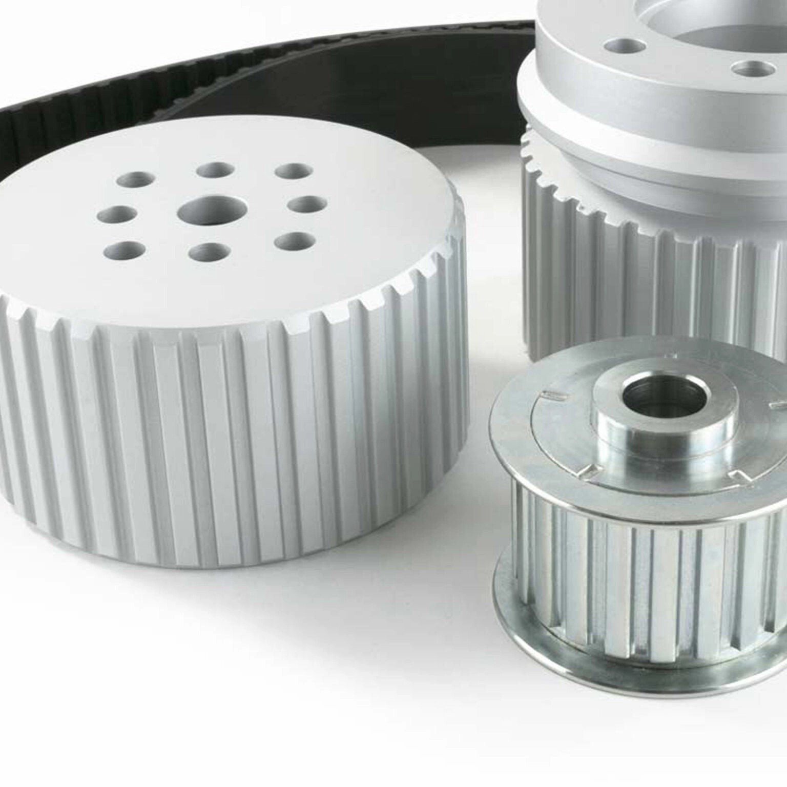 Long Water Pump Gilmer Style Pulley Kit Compatible with Chevy Small Block (SILVER)