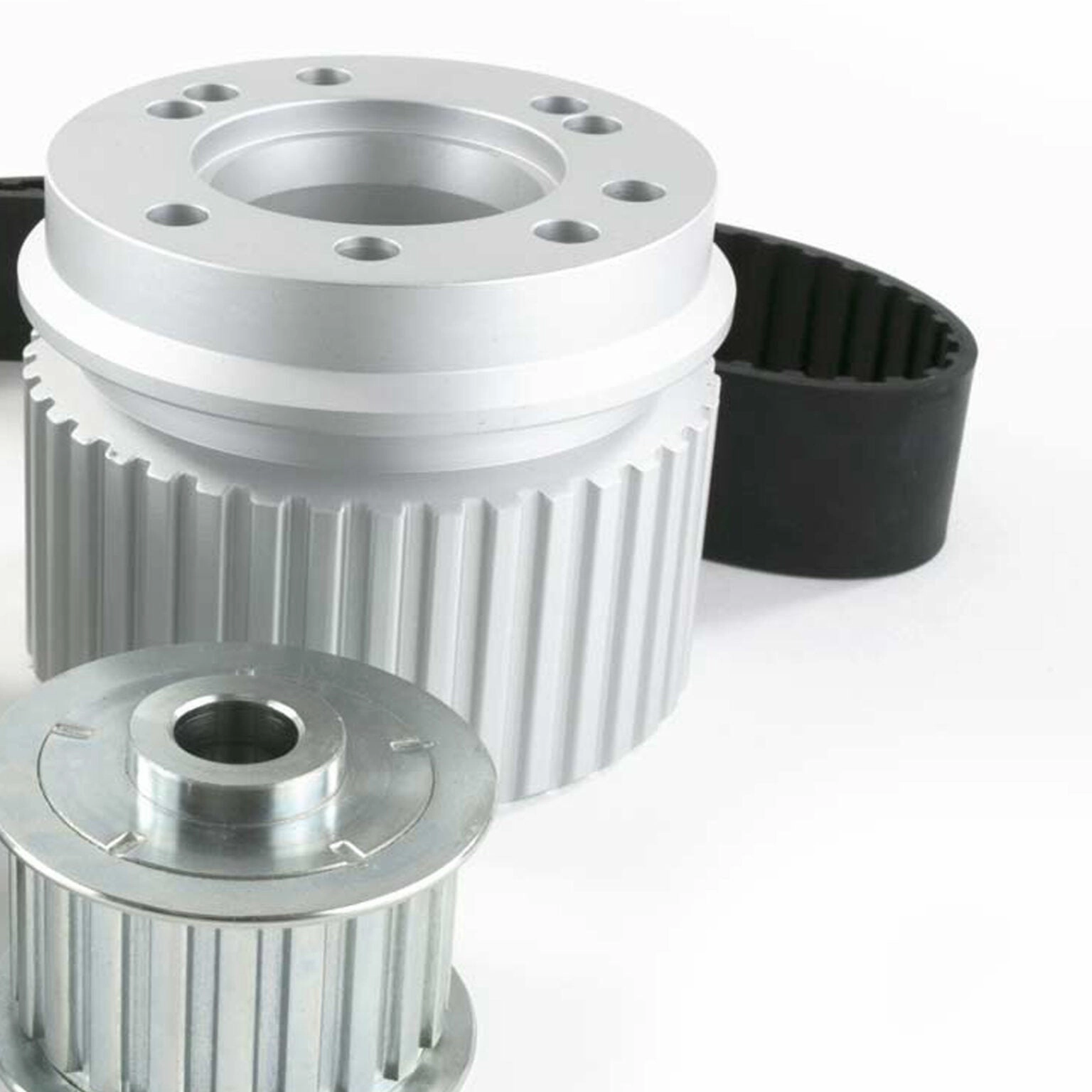 Long Water Pump Gilmer Style Pulley Kit Compatible with Chevy Small Block (SILVER)