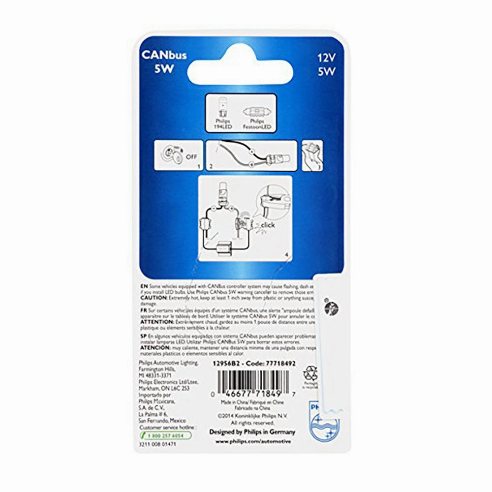 PHILIPS 12956B2 5W Vision LED CAN-Bus Warning Canceller, 2 Pack