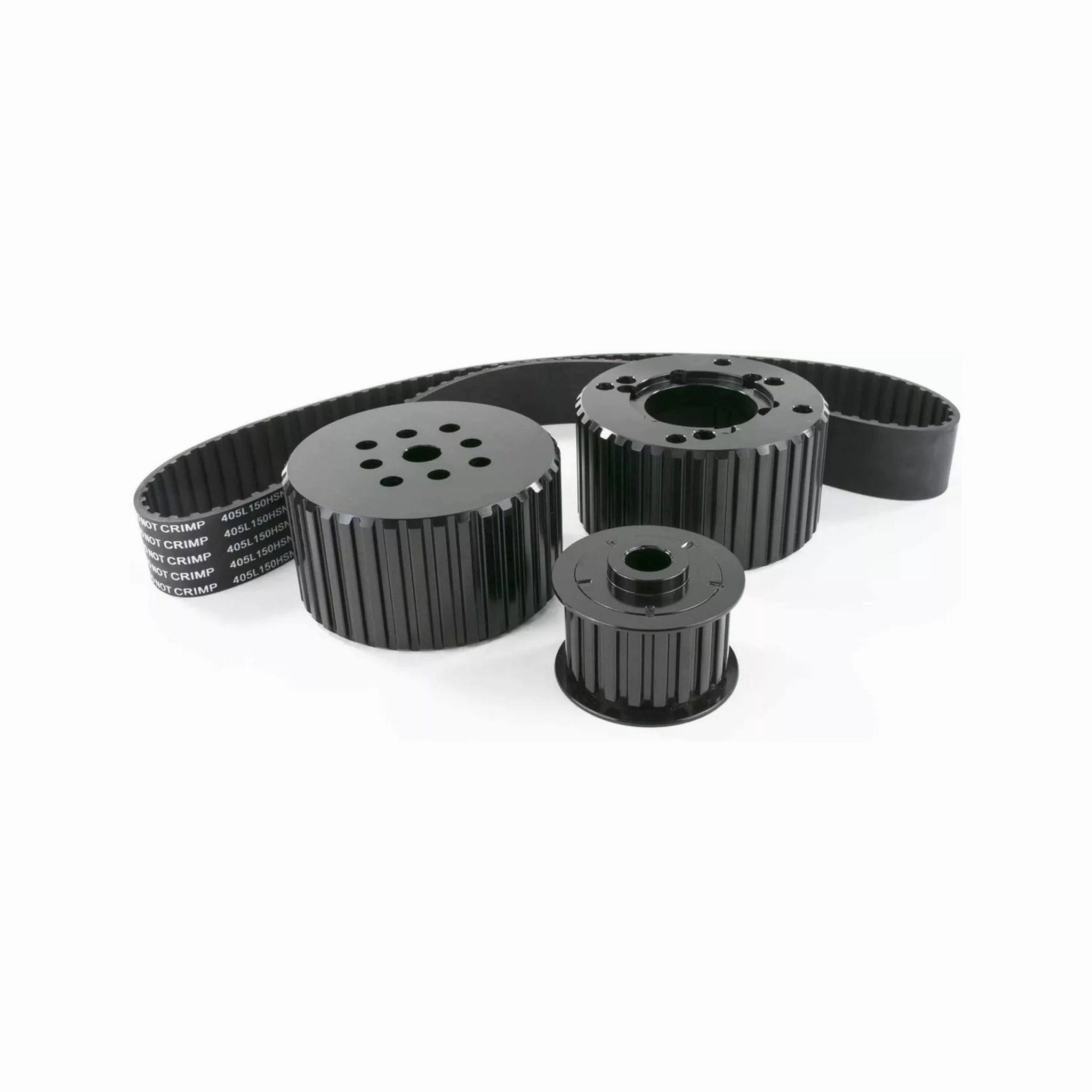 Short Water Pump Gilmer Style Pulley Kit Compatible with Chevy Small Block (BLACK)