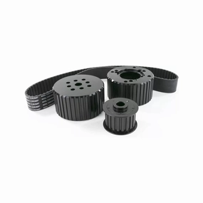 Short Water Pump Gilmer Style Pulley Kit Compatible with Chevy Small Block (BLACK)