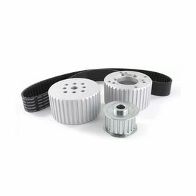 Short Water Pump Gilmer Style Pulley Kit Compatible with Chevy Small Block (SILVER)