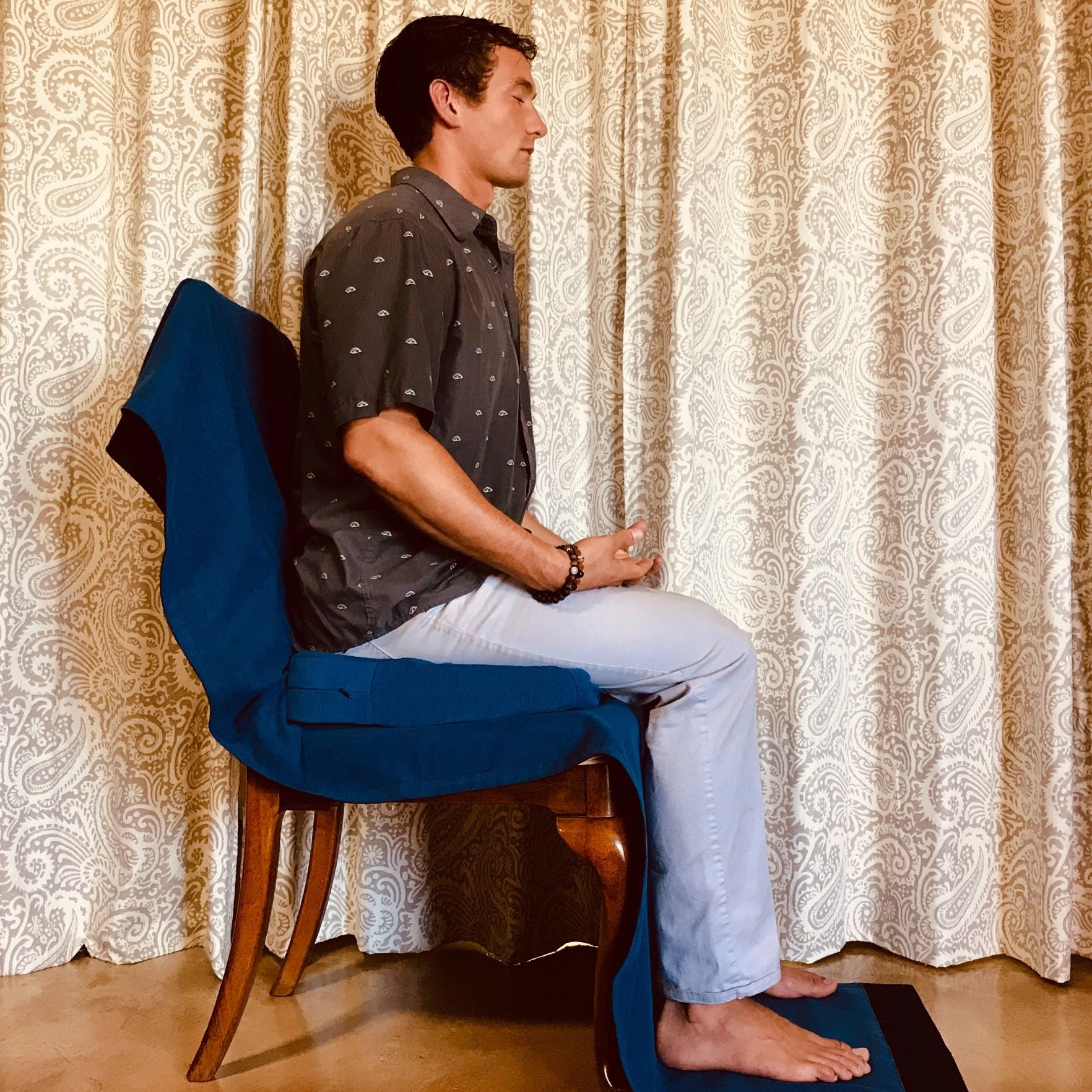 Silk & Wool Meditation Chair Blanket - Purple or