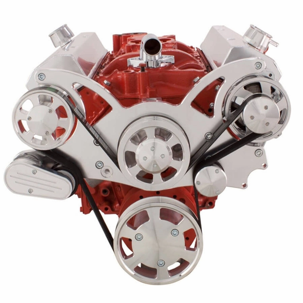 Small Block Chevy SBC Serpentine Kit - with Chrome Alternator