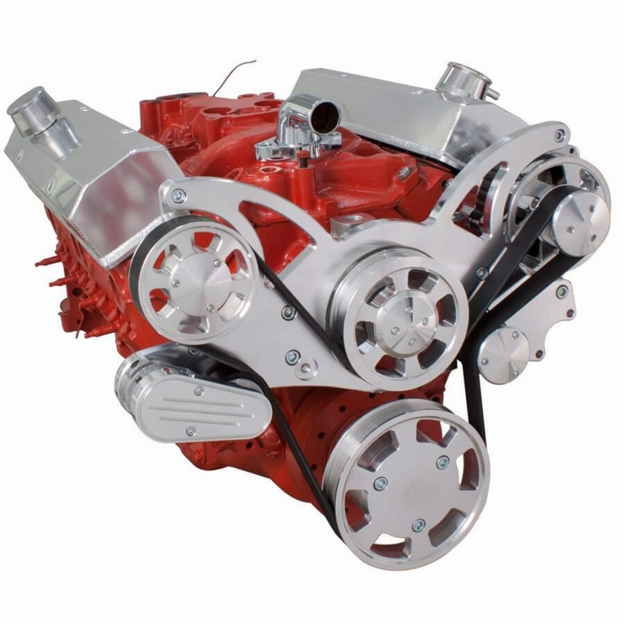Small Block Chevy SBC Serpentine Kit - with Chrome Alternator