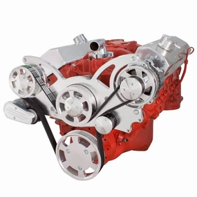 Small Block Chevy SBC Serpentine Kit - with Chrome Alternator