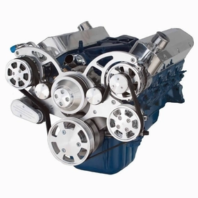 Small Block Ford SBF 351C, 351M and 400 Serpentine Complete Kit - with Alternator, Power Steering Pump, Water Pump and AC Compressor(Polished)