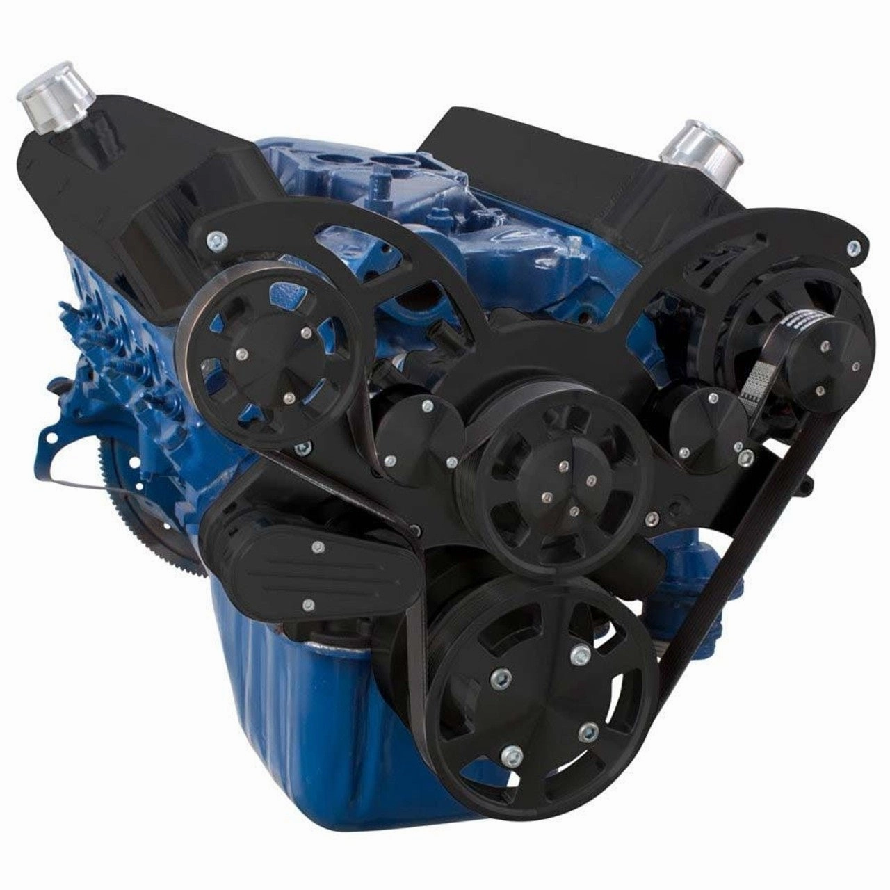 Small Block Ford SBF Serpentine Kit - with Black Alternator (BLACK)