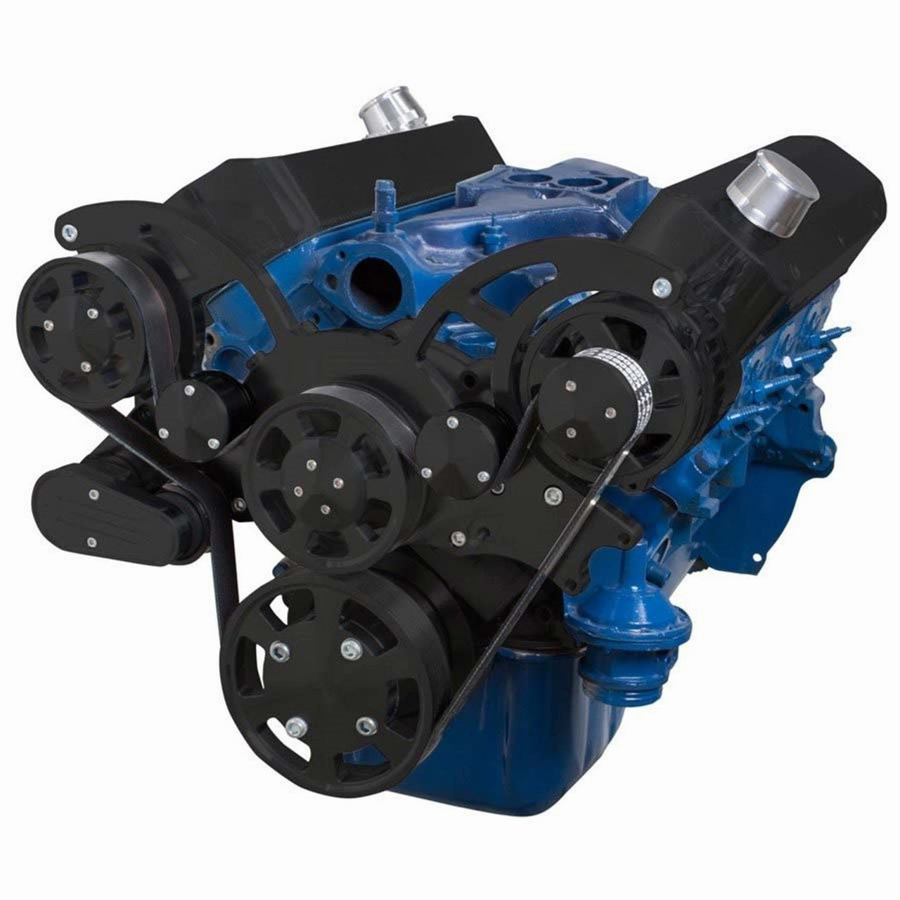 Small Block Ford SBF Serpentine Kit - with Black Alternator (BLACK)