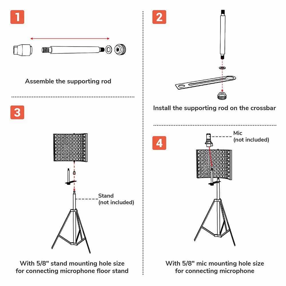 TheLAShop 3-Fold Studio Microphone Isolator Foam Panel Vocal Absorber