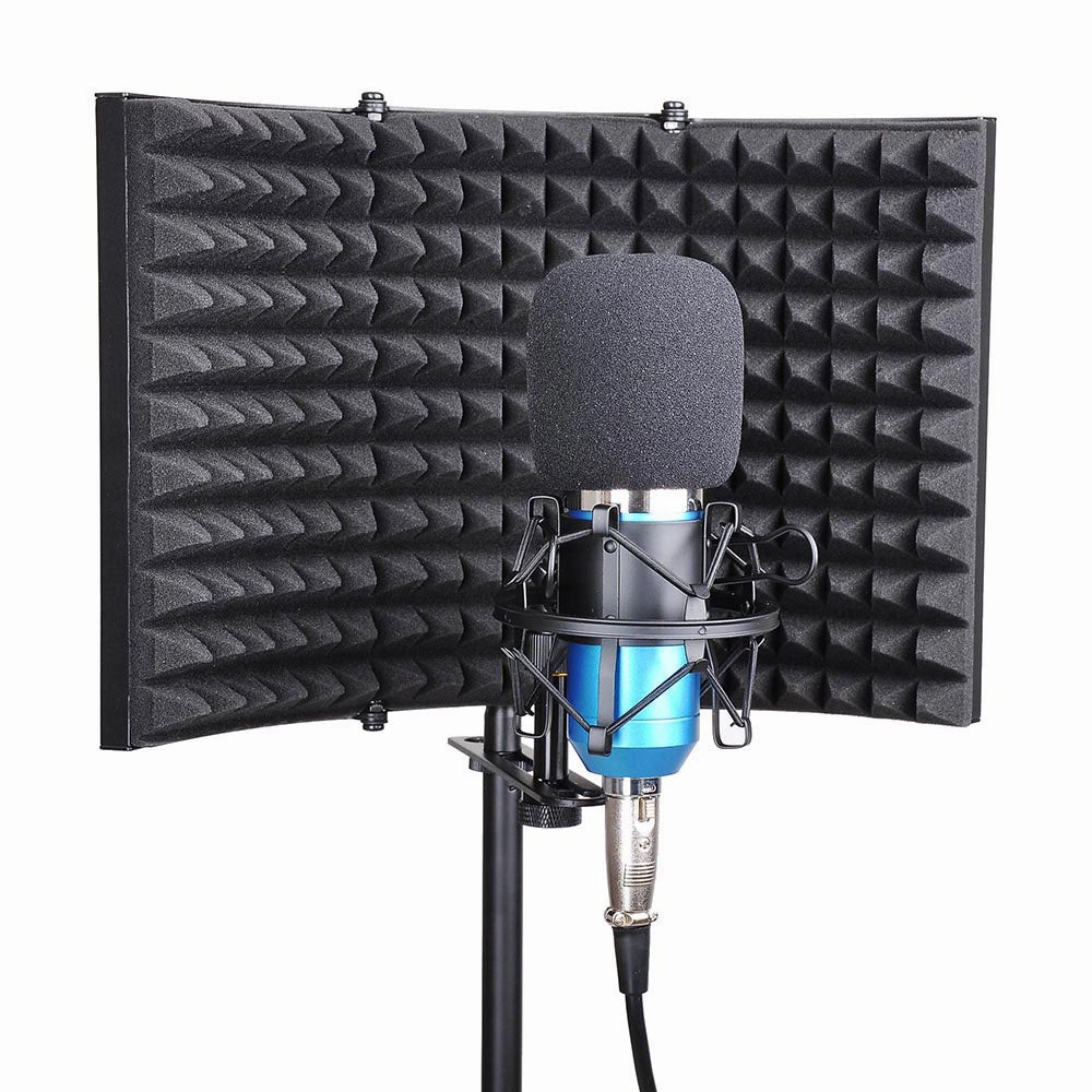 TheLAShop 3-Fold Studio Microphone Isolator Foam Panel Vocal Absorber