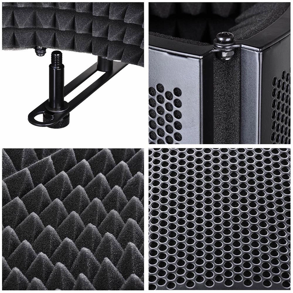 TheLAShop 3-Fold Studio Microphone Isolator Foam Panel Vocal Absorber