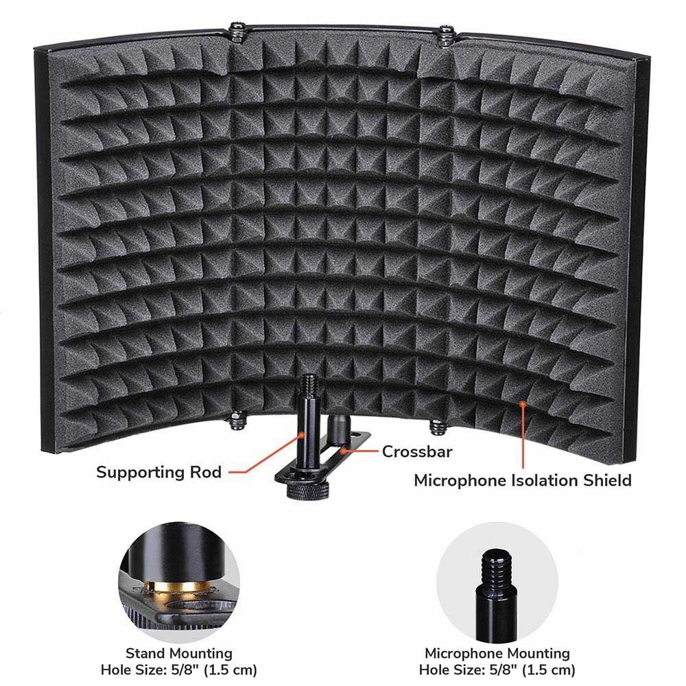 TheLAShop 3-Fold Studio Microphone Isolator Foam Panel Vocal Absorber