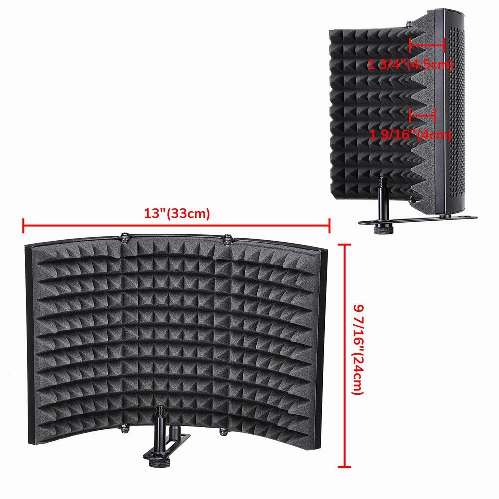 TheLAShop 3-Fold Studio Microphone Isolator Foam Panel Vocal Absorber