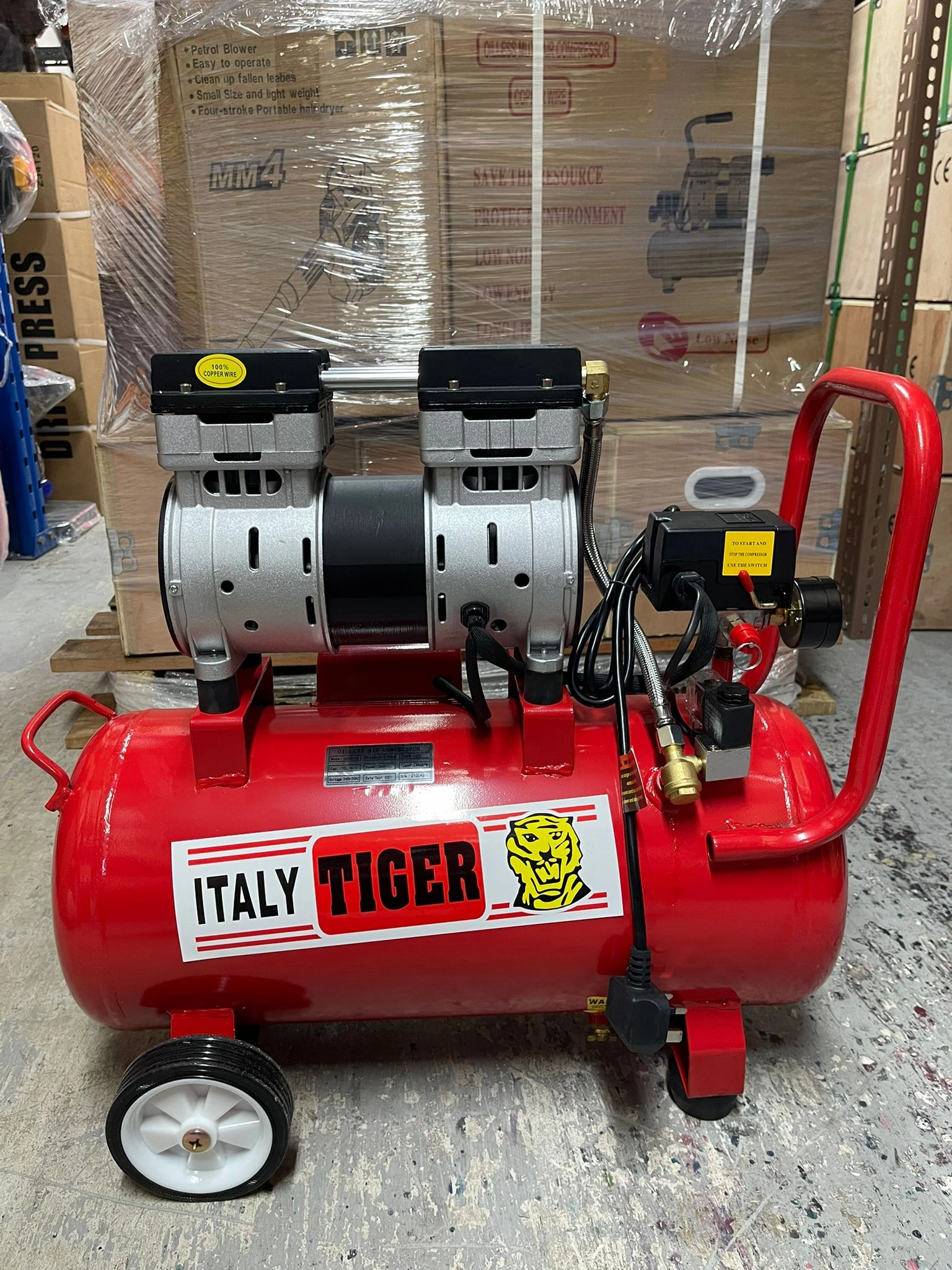 Tiger 3HP 30L 220V Oil Free & Silent Air Compressor (FOR EXPORT ONLY) | Model : GDG30-RED