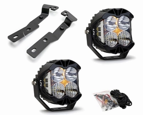 Toyota Tacoma 2016-2021 A-Pillar Light Bracket Kit w/Baja Designs Clear Lens LP4 Pro LED Driving/Combo Pair