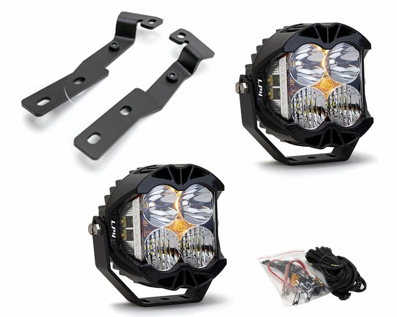 Toyota Tacoma 2016-2021 A-Pillar Light Bracket Kit w/Baja Designs Clear Lens LP4 Pro LED Driving/Combo Pair