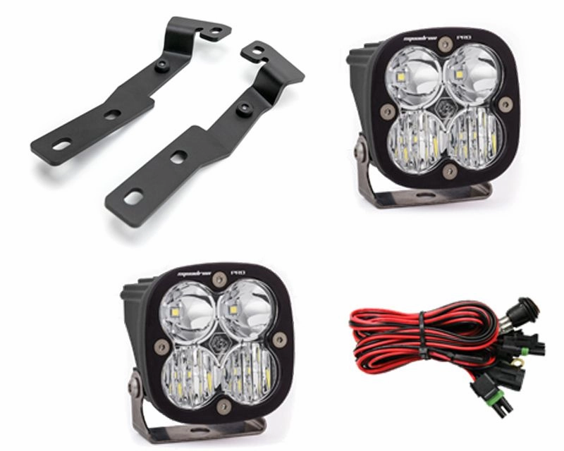 Toyota Tacoma 2016-2021 A-Pillar Light Bracket Kit w/Baja Designs Squadron Pro Series Driving Combo Pattern LED Light Pods Pair