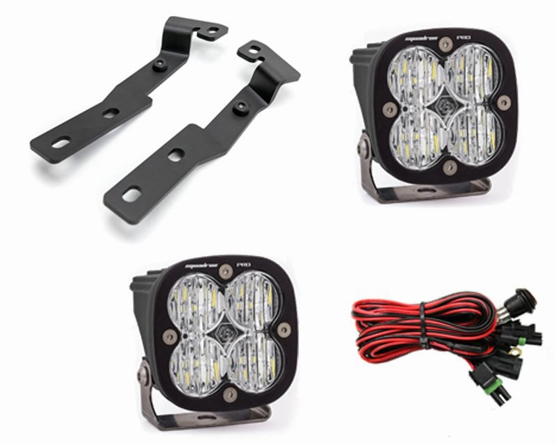 Toyota Tacoma 2016-2021 A-Pillar Light Bracket Kit w/Baja Designs Squadron Pro Series Wide Cornering Pattern LED Light Pods Pair