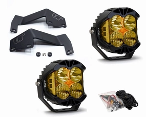 Toyota Tundra 2014-2021 A-Pillar Light Bracket Kit w/Baja Designs Amber Lens LP4 Pro LED Driving/Combo Pair Toyota Tundra 2007-2021