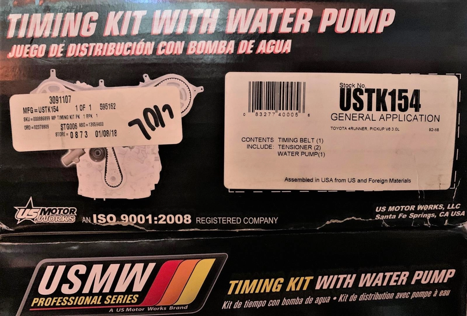 USTK154 New OEM US Motors Works Timing Belt And Water Pump Kits Toyota 1988-1992